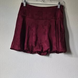 Burgundy bubble mini skirt